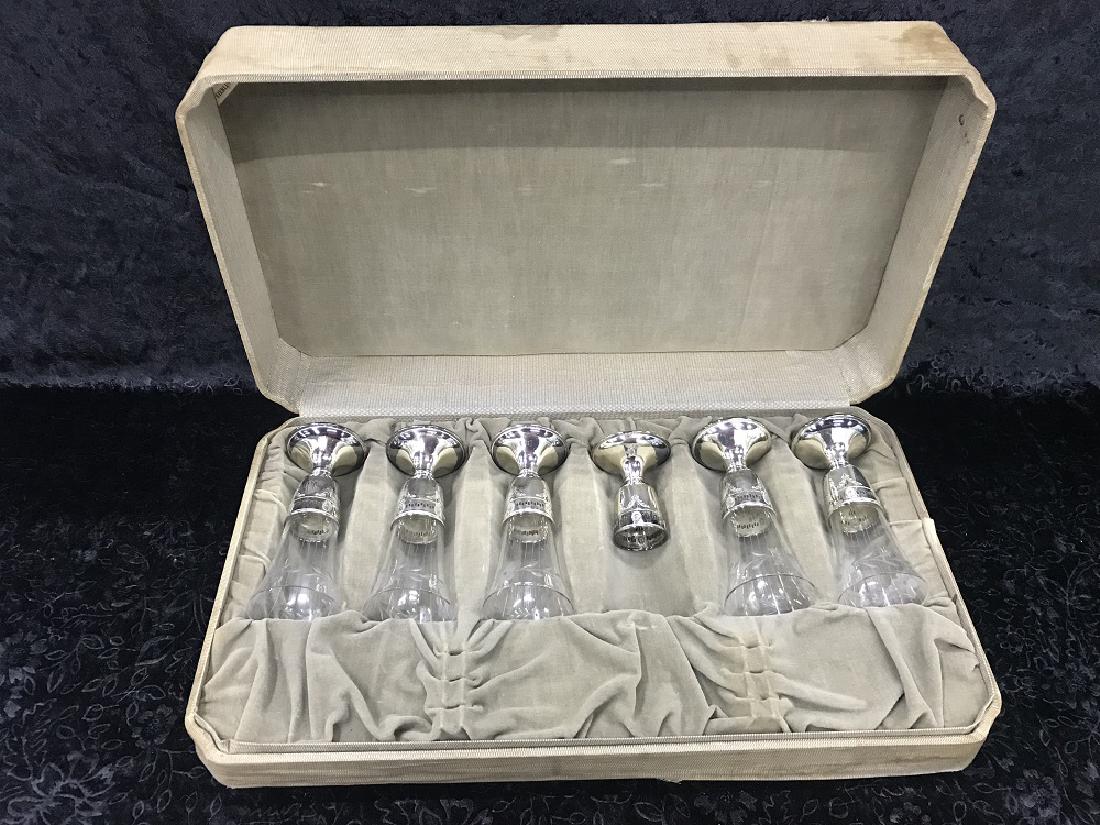 Set of 6 Sterling & Etched Glass Champagne Flutes (1 of 5)