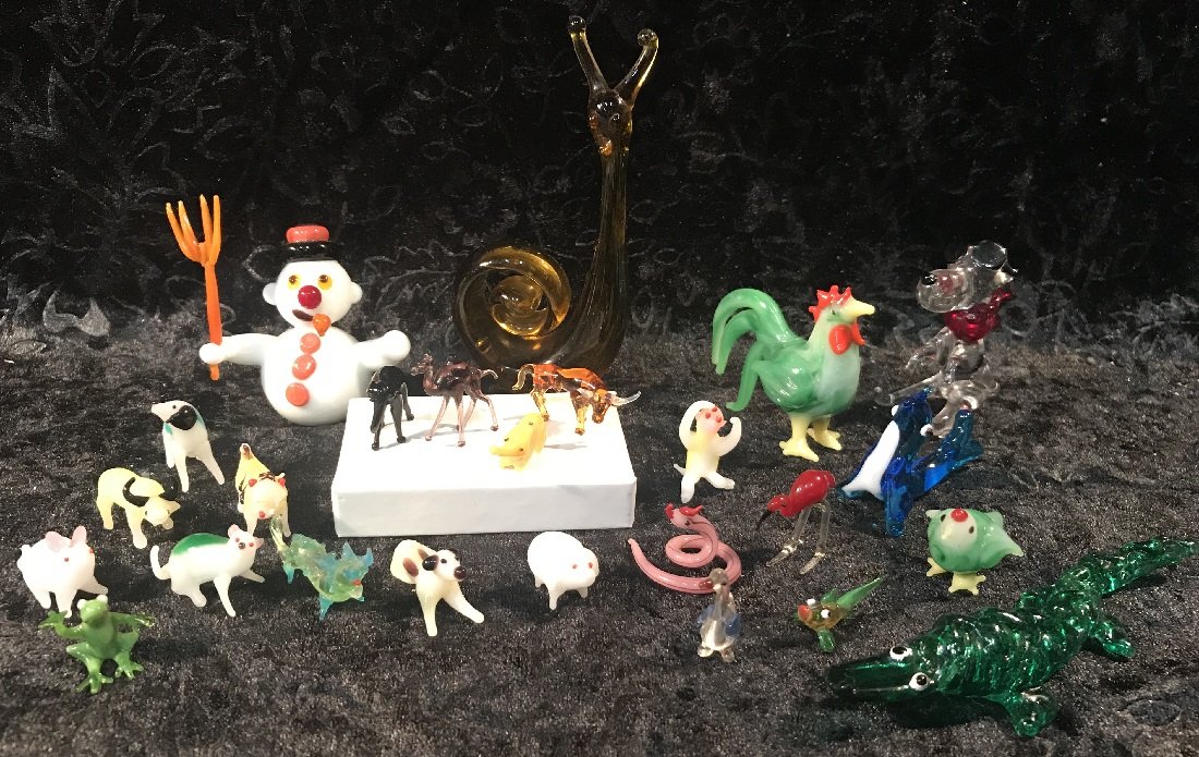 Lot of Blown Glass Miniature Animal Figurines (1 of 2)