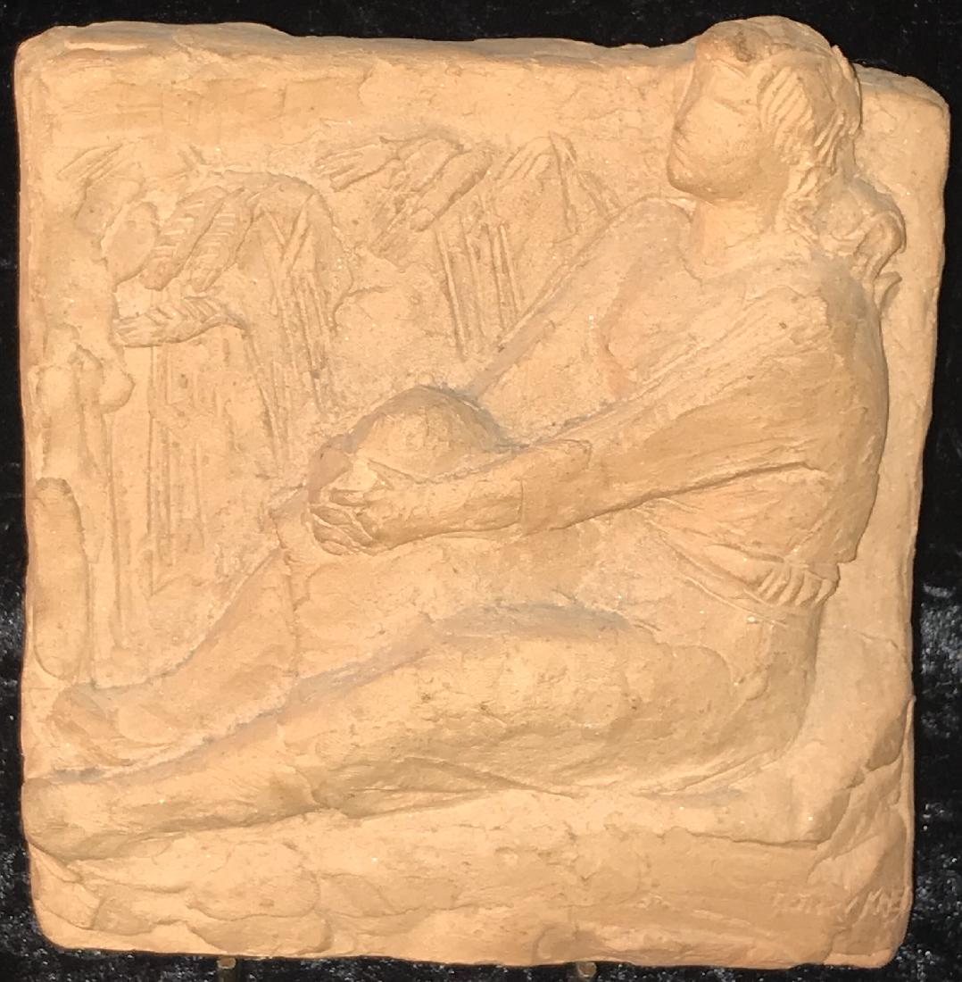 Signed Henry Kreis Terra Cotta Plaque (1 of 4)