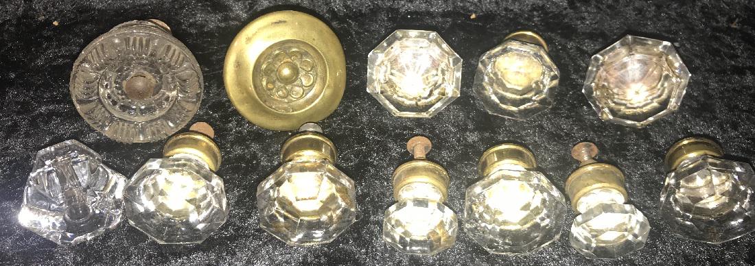 Lot of Antique Glass & Brass Drawer Pulls (1 of 3)
