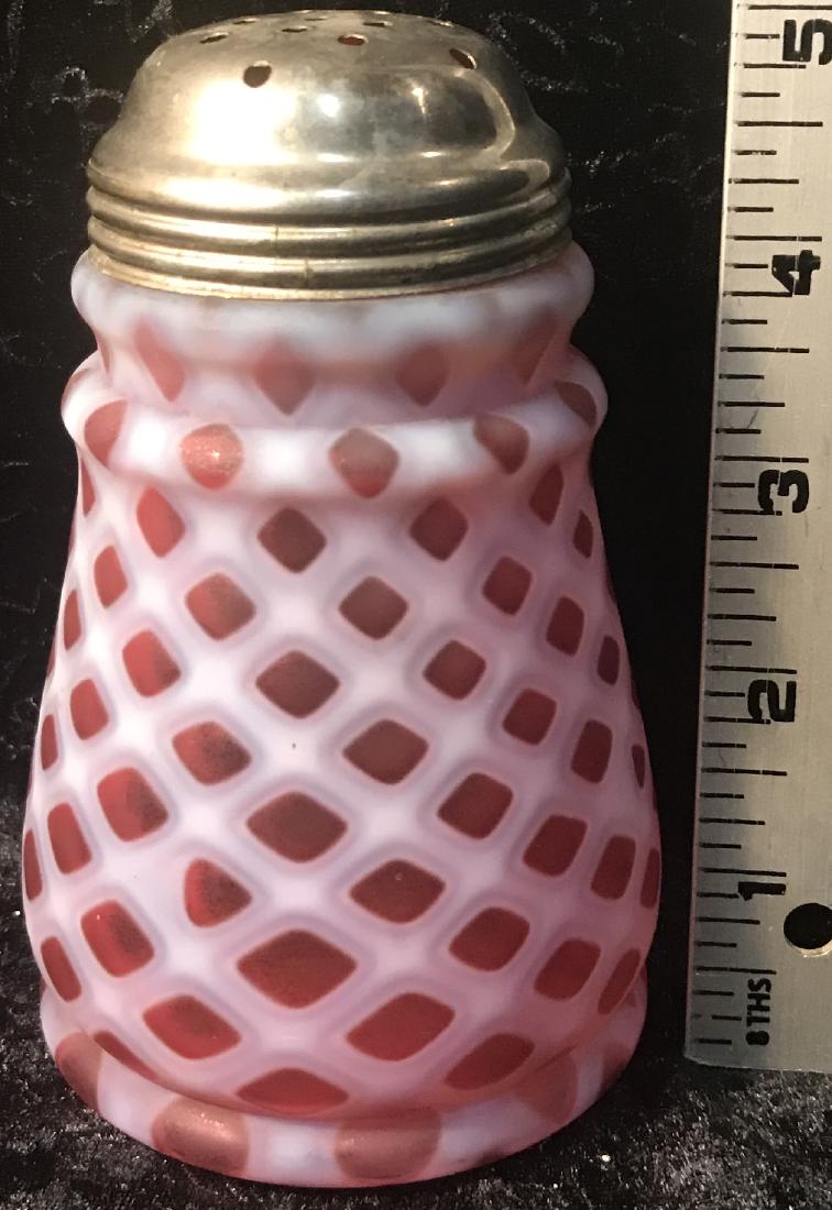 Cranberry Opalescent Bubble Lattice Sugar Shaker (1 of 5)