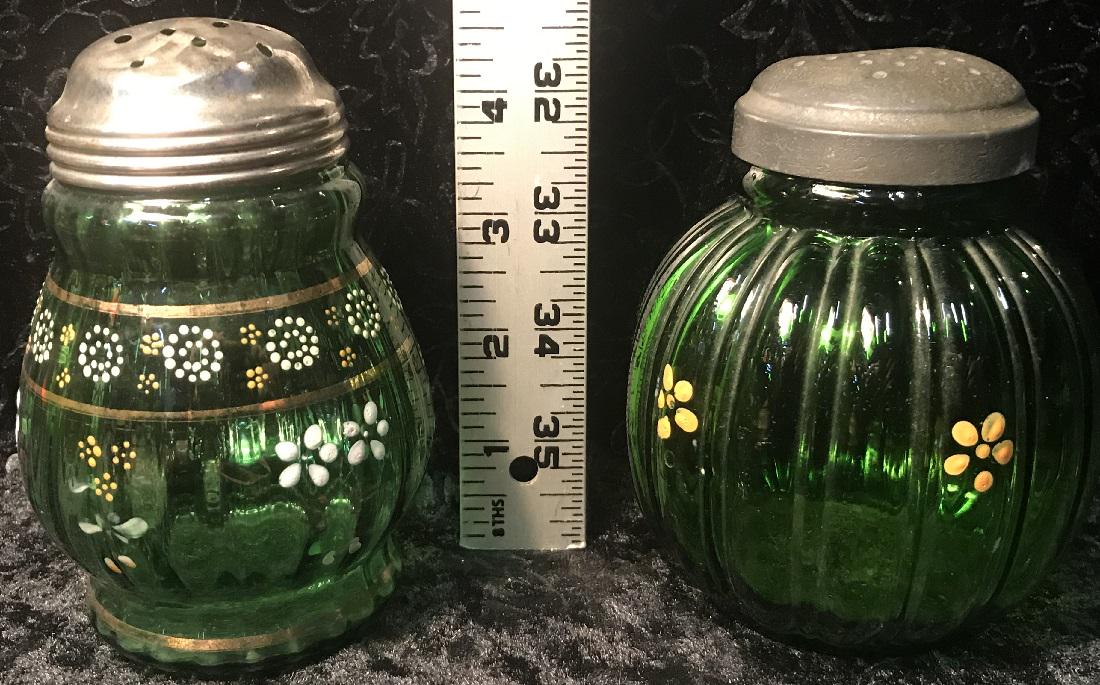 2 Victorian EAPG Green Glass Sugar Shakers (1 of 10)