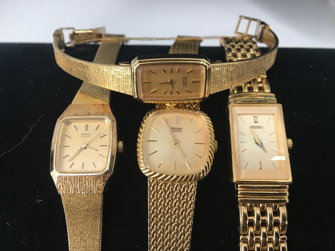 4 SEIKO Ladies' Watches - Gold Analog: 4 SEIKO Ladies' Watches - Gold Analog Untested - sold as-is