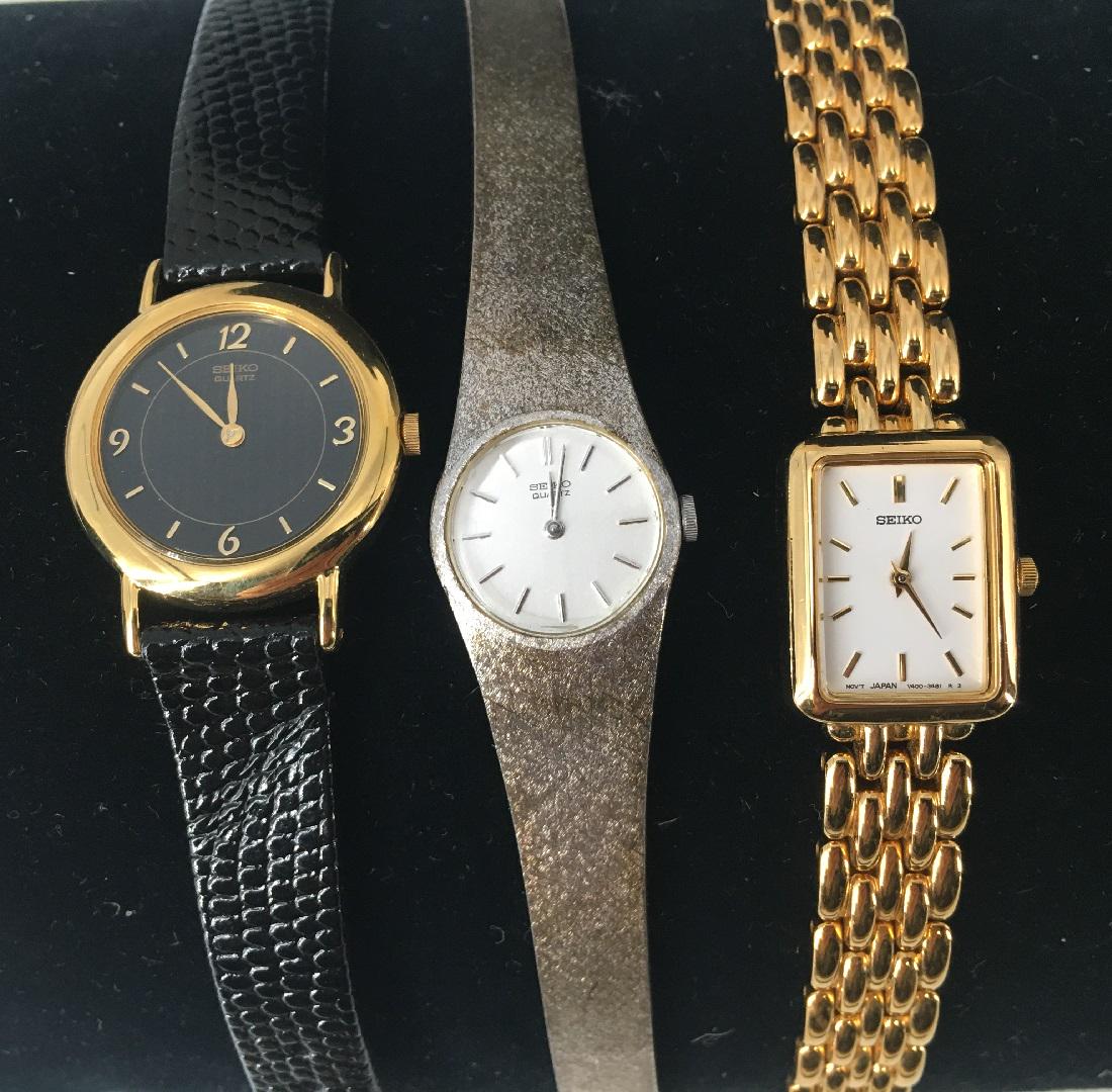 3 SEIKO Ladies' Watches- Analog Gold Silver Black: 3 SEIKO Ladies' Watches- Analog Gold Silver Black Untested - sold as-is