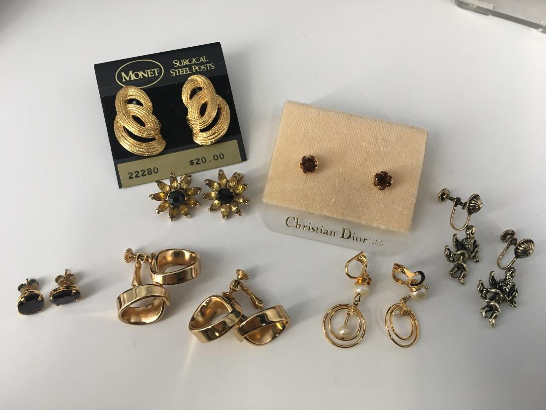 Napier Monet Christian Dior Earring Lot Pierced +: Napier Monet Christian Dior Earring Lot Pierced + Group of costume earrings, some pierced some are screw backs