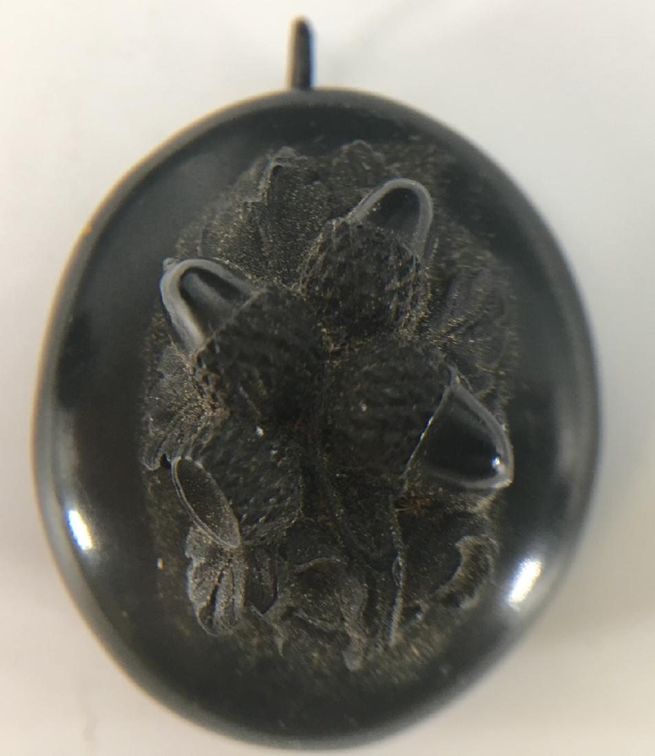 Bog Oak Mourning Pendant Locket Carved Black: Bog Oak Mourning Pendant Locket Carved Black