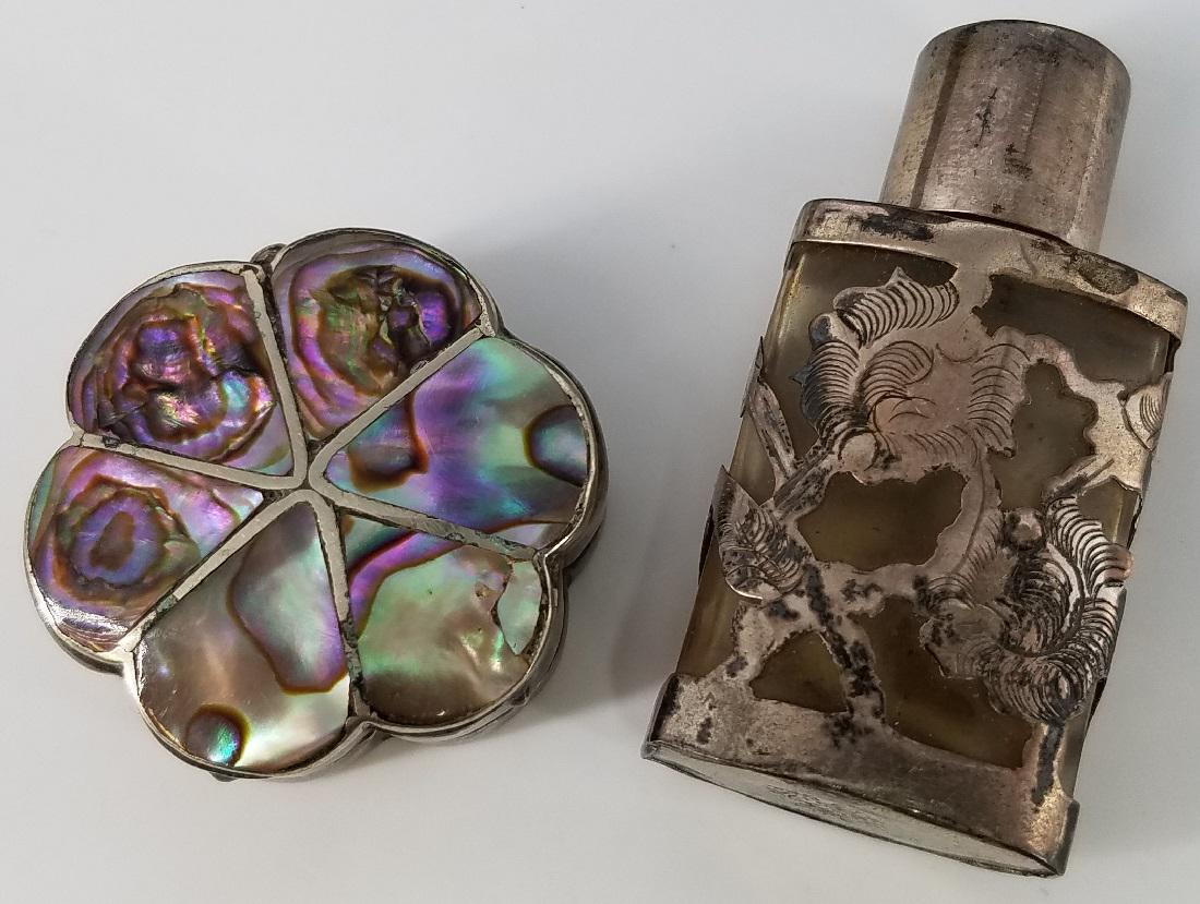 Mexican Silver Abalone Pill Box Bottle Perfume: Mexican Silver Abalone Pill Box Bottle Perfume