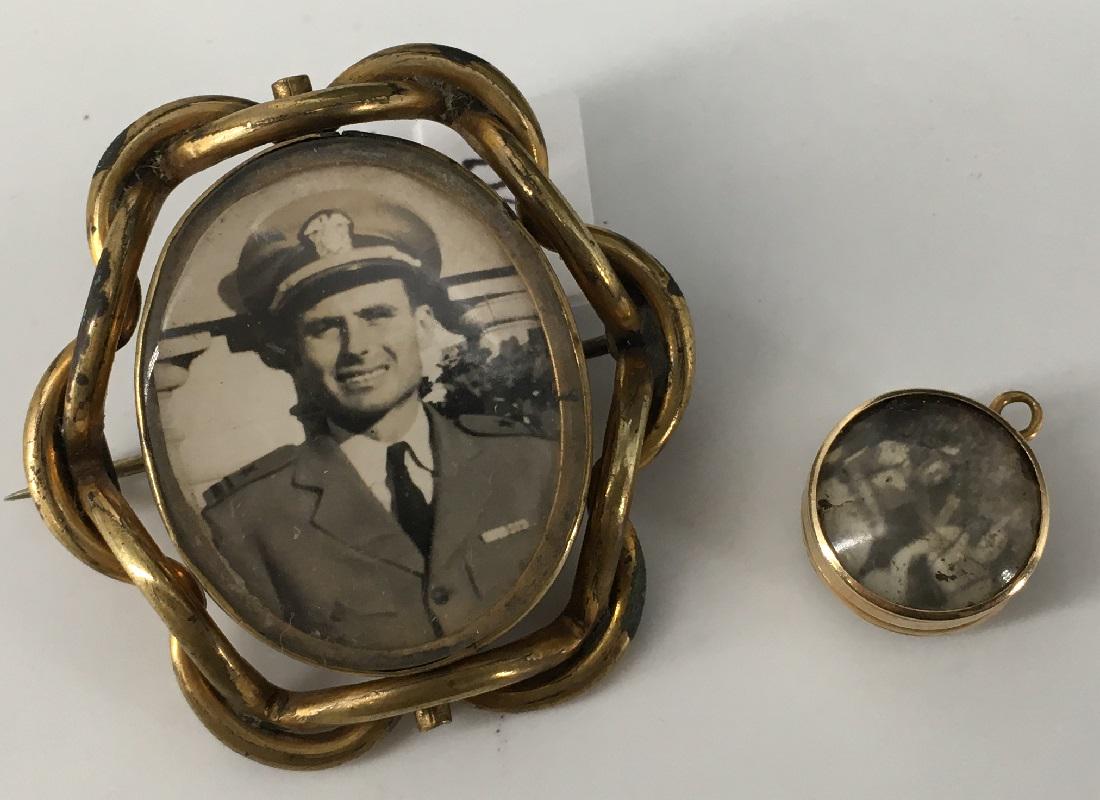 Soldier Photo Portrait Brooch Spins 14KT Pendant: GF Soldier Photo Portrait Brooch Spins 14KT Pendant