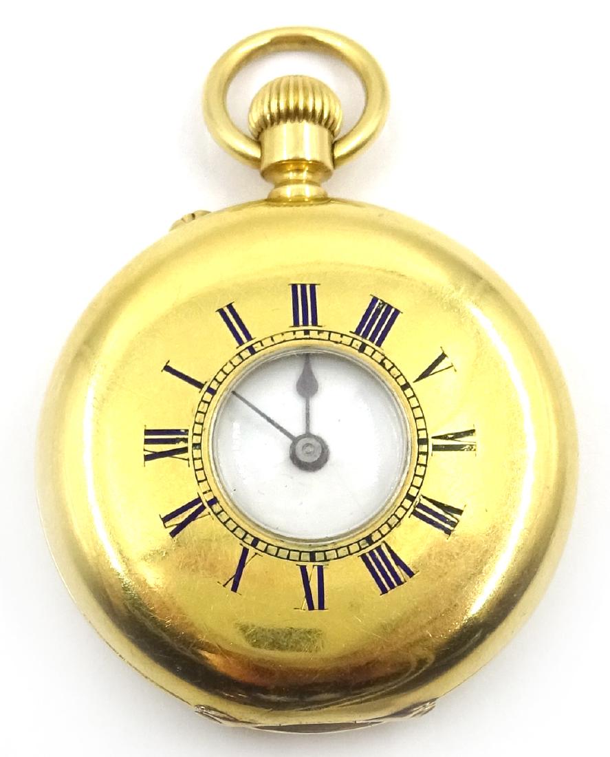18k gold cased half hunter key wind fob watch, the (1 of 4)
