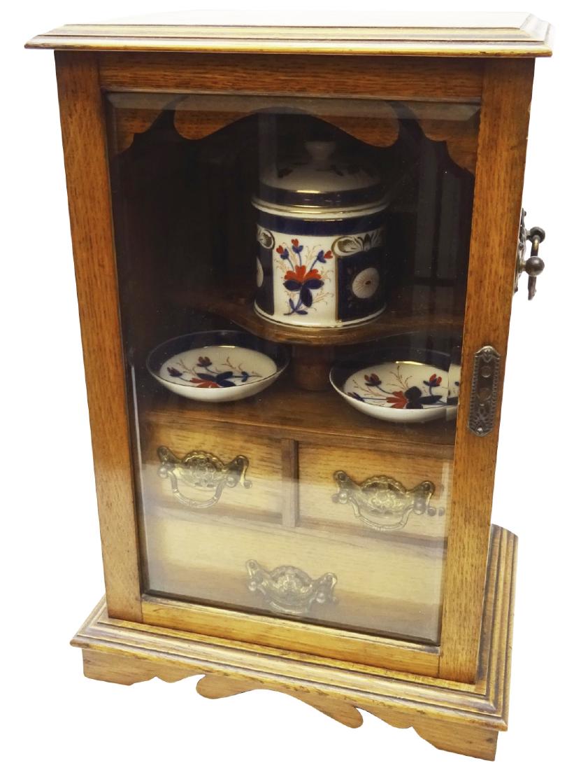 Edwardian oak smokers cabinet, with bevelled glass door (1 of 5)
