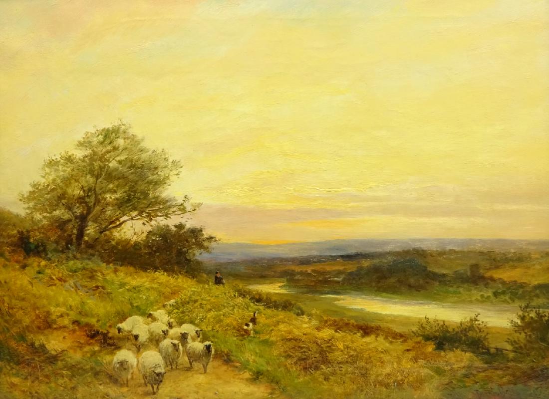 David Bates (British 1840-1921): 'Above the Wharfe',: David Bates (British 1840-1921): 'Above the Wharfe', oil on canvas signed and dated 1910, titled signed and dated verso 44cm x 59cm