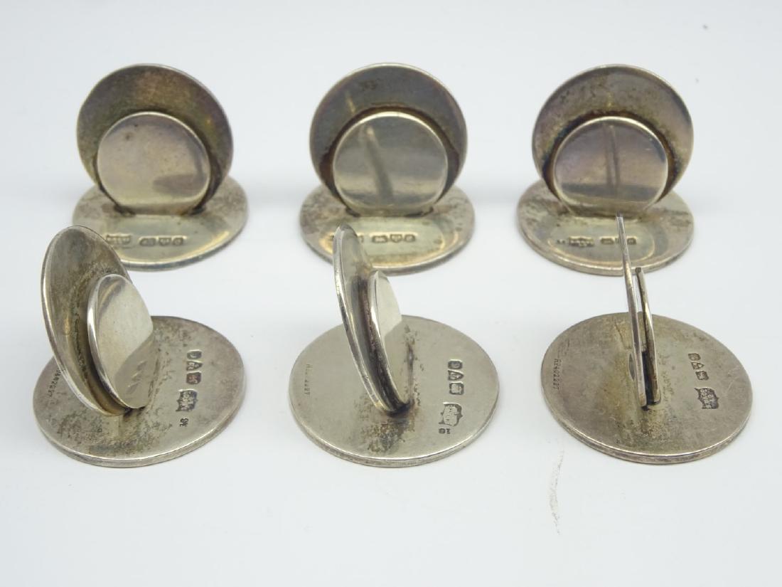 Set of 6 silver menu holders of plain circular form: Set of 6 silver menu holders of plain circular form Chester 1903 Maker: Sampson Mordan and Co