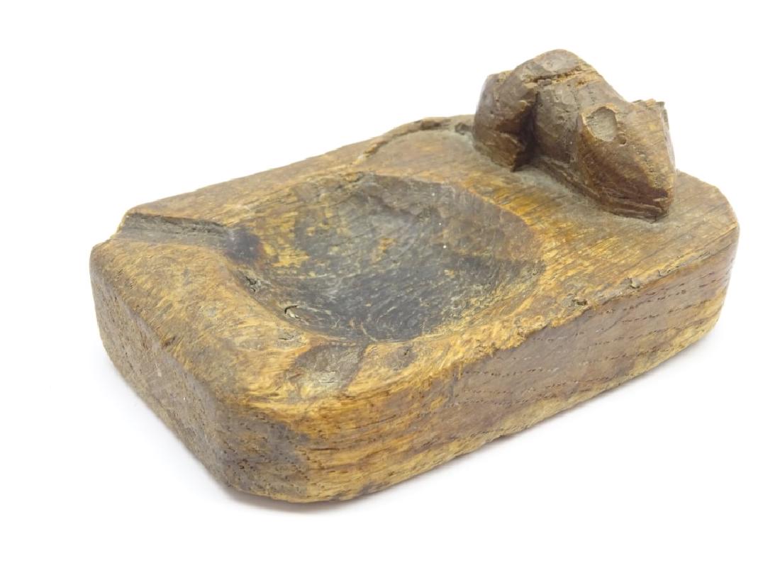 'Mouseman' oak ashtray, by Robert Thompson of Kilburn,: 'Mouseman' oak ashtray, by Robert Thompson of Kilburn, L10cm