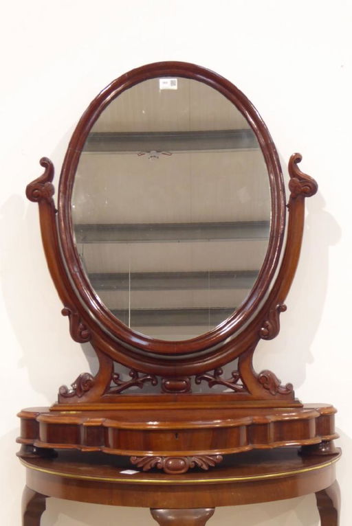 Victorian Dressing Table Mirror Oval Plate In