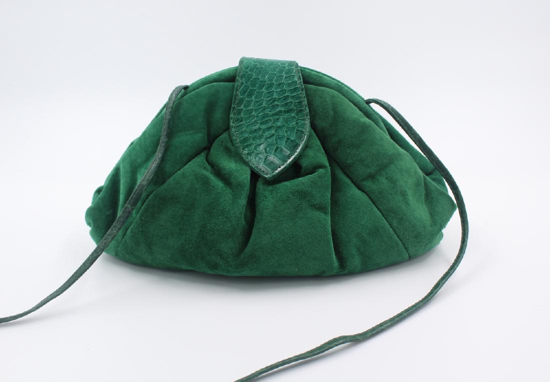 Green Plush Top Clasp Purse: No Tag, Green Snakeskin Clasp