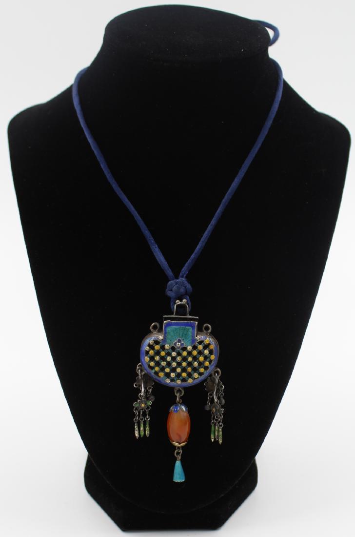 Chinese Silver Enameled  Necklace Pendant (1 of 3)
