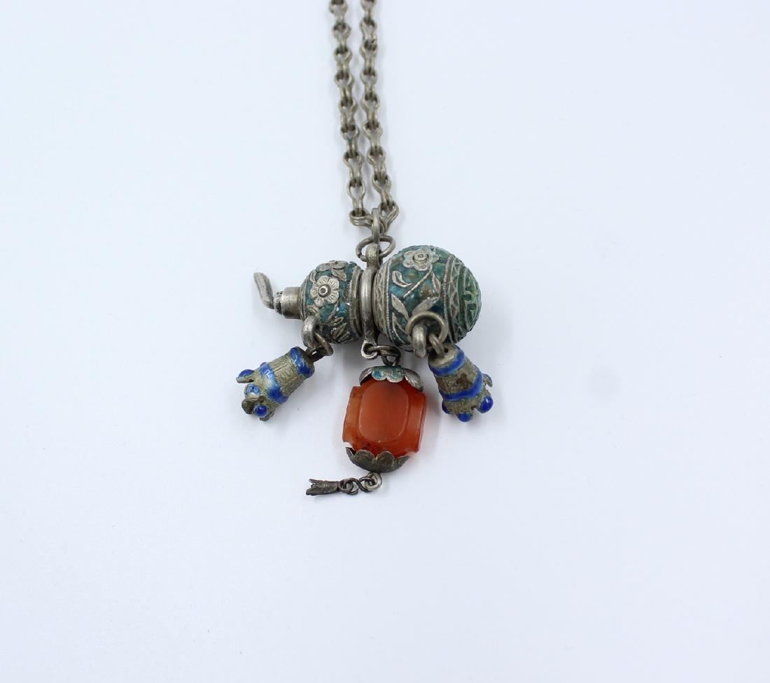 Chinese Silver Snuff Enameled Necklace Pendant (1 of 7)