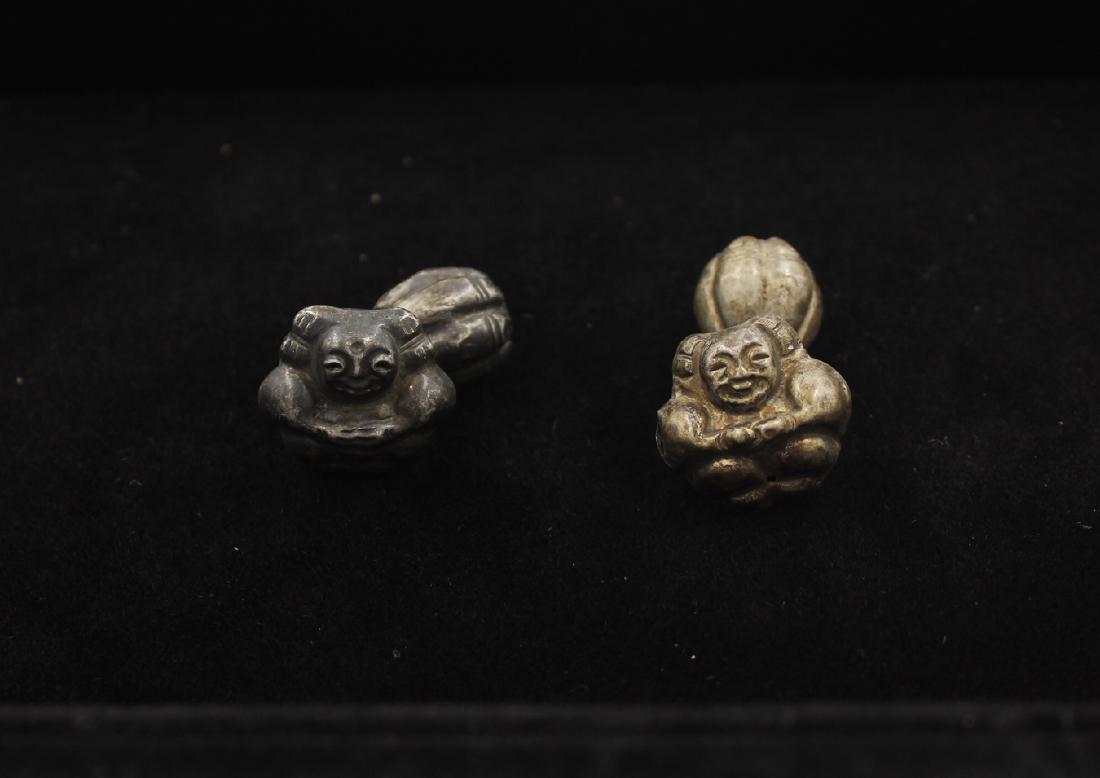 (2) Chinese Silver Buddha Rattles (1 of 2)