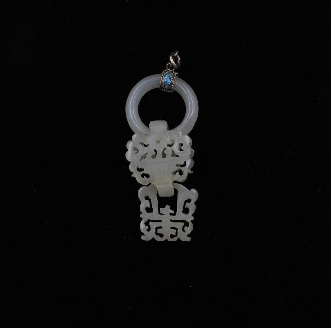 Carved Chinese White Jade Toggle Pendant (1 of 3)
