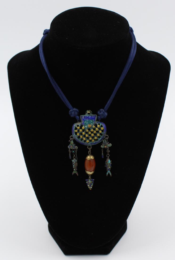 Chinese Silver Enameled Sensor necklace Pendant (1 of 5)