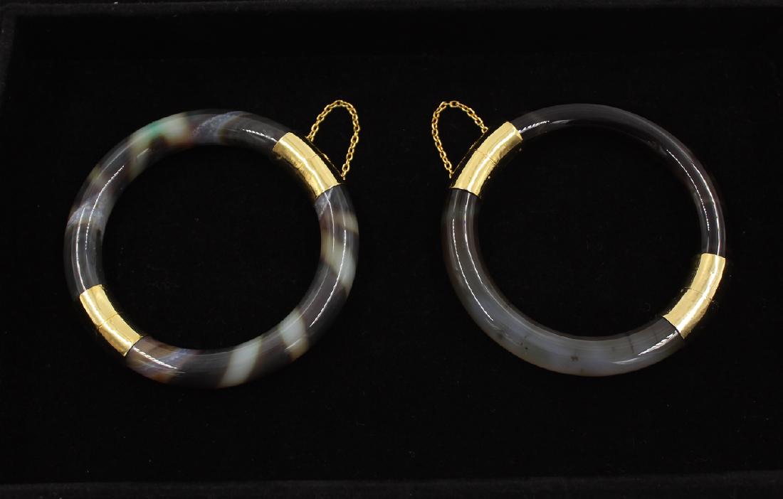(2) 10k Gold Tested  Jade Bangles (1 of 7)