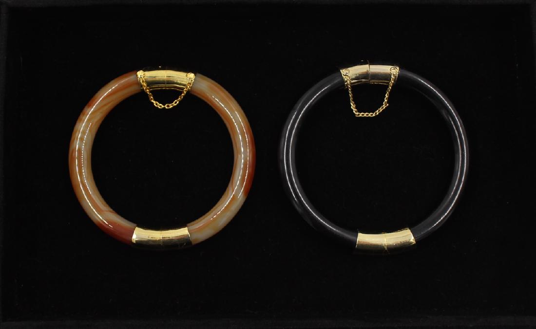 (2) 10k Gold Tested  Jade Bangles (1 of 5)