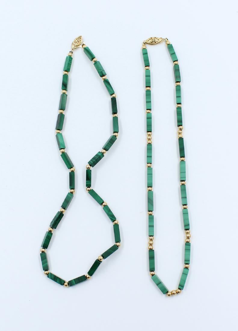 (2) 14k Gold & Malachite Necklaces (1 of 3)