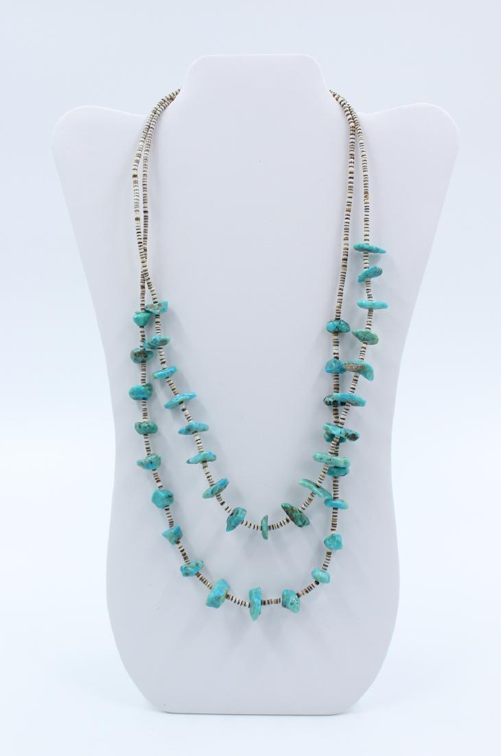 (2) Beaded Turquoise Nugget Necklaces (1 of 4)