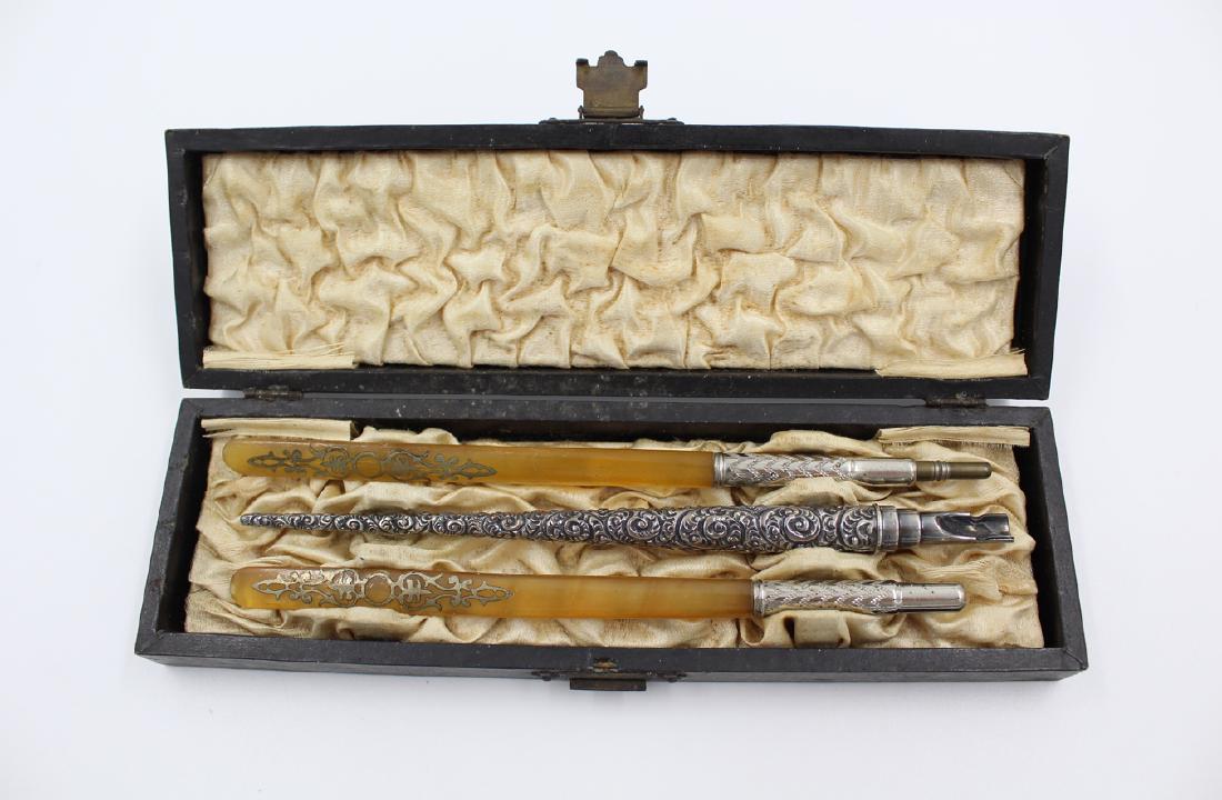 Antique Victorian Sterling Silver Pen & Pencil Set (1 of 4)