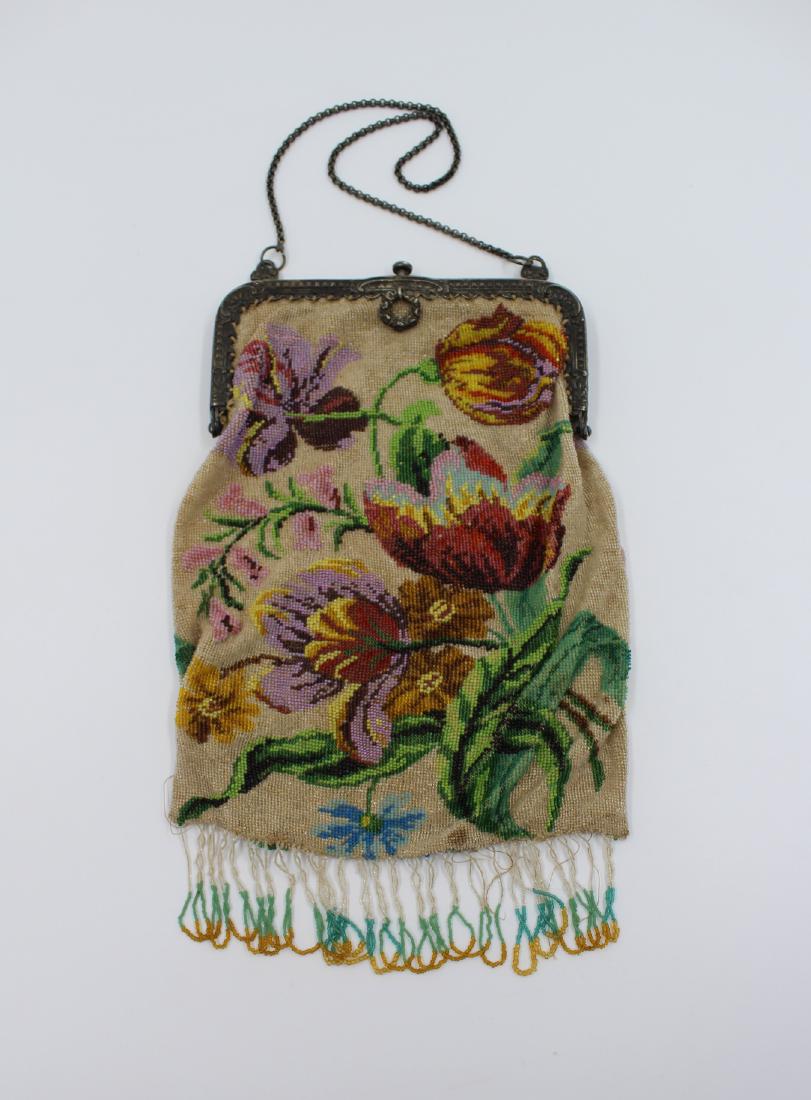 1920's Hand Beaded Floral Evening Bag Purse (1 of 4)