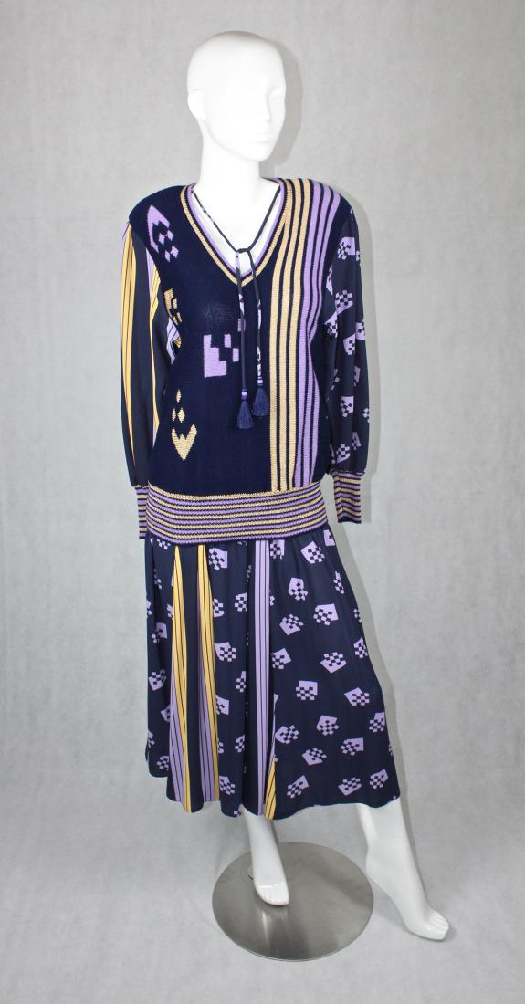 Vintage Diane Freis For Marisa Christina Dress: One Size Fits Most, 2-Piece, 100% Polyester Georgette, Long sleeve, BOHO