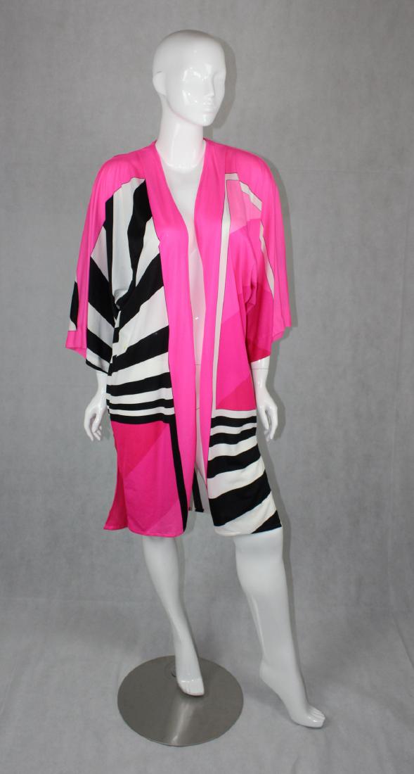 Vintage Gottex Sheath Dress: Size S, Geometric Design, Open Front.