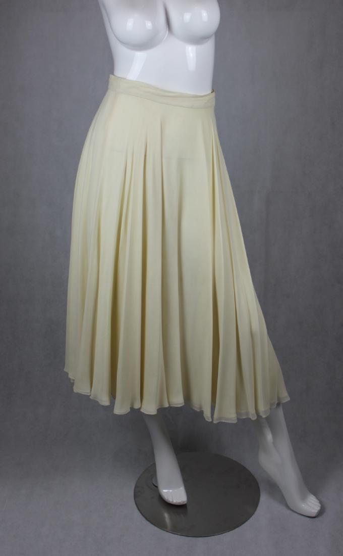 Vintage Silk Oleg Cassini Skirt: Vintage Silk Oleg Cassini Pleated Skirt, Below the Knees, He Ro Industries, Size 10