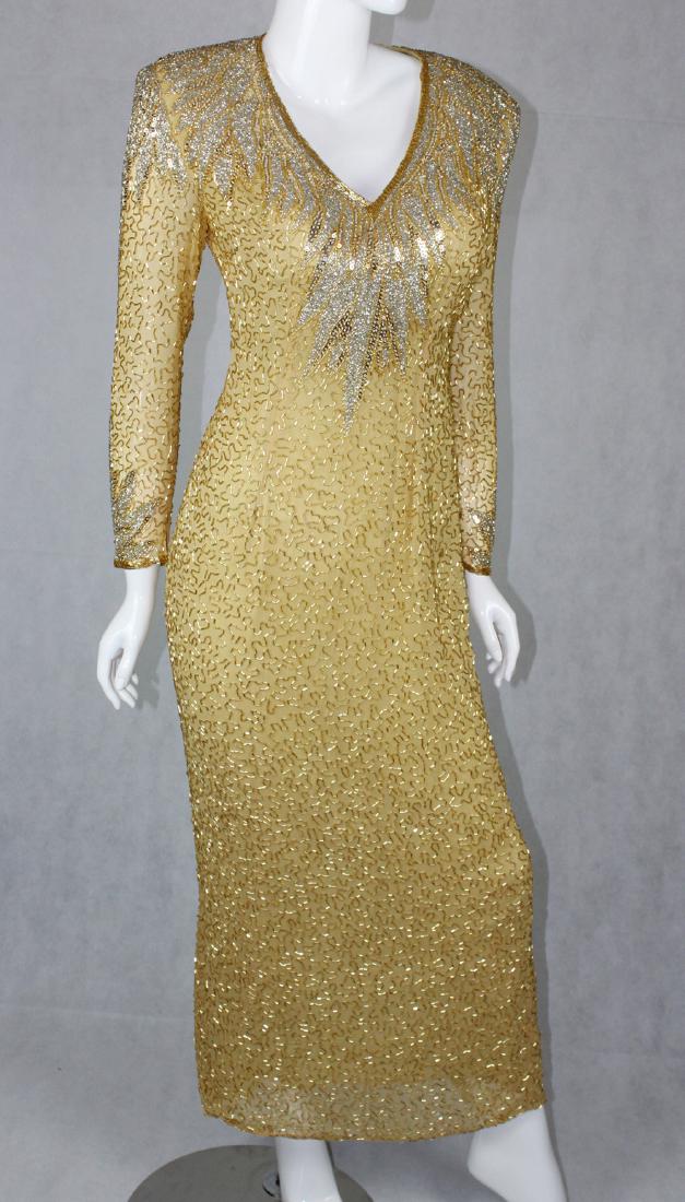 Vintage Black Tie Beaded Evening Gown Dress (1 of 5)