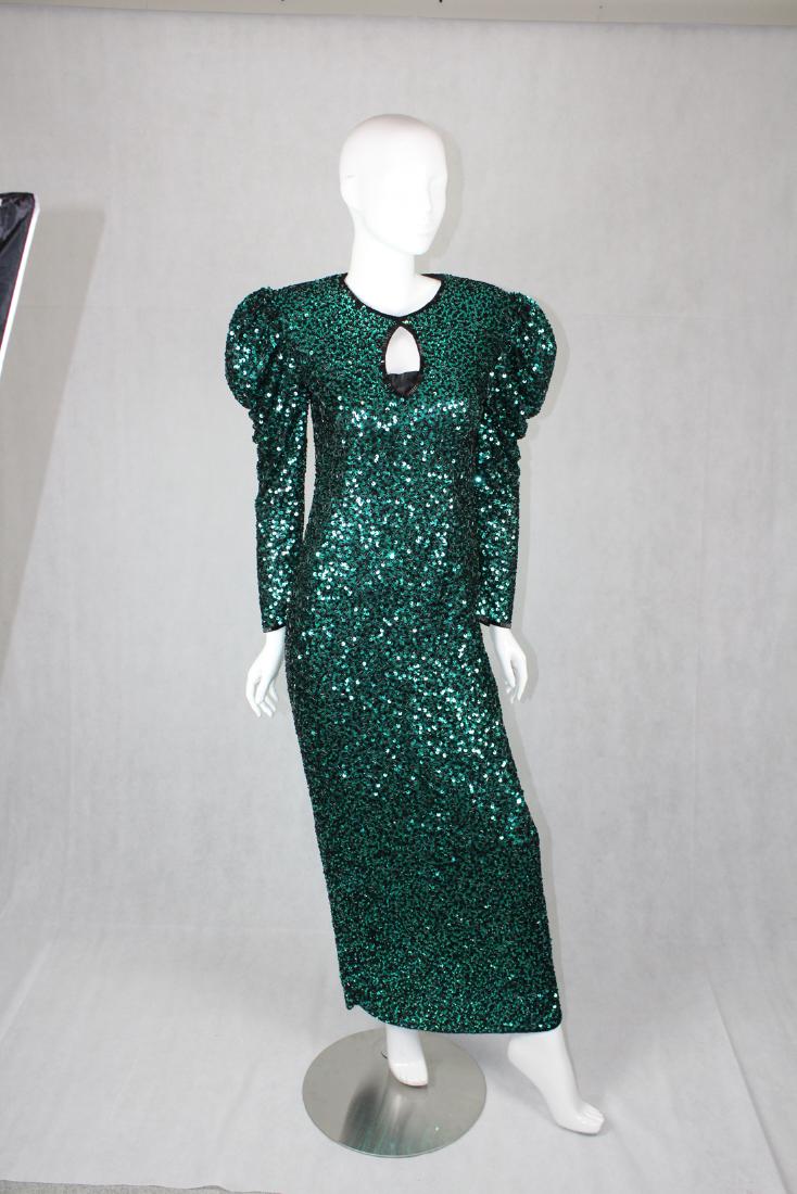 Vintage  Beaded Black Tie Evening Gown Dress (1 of 6)