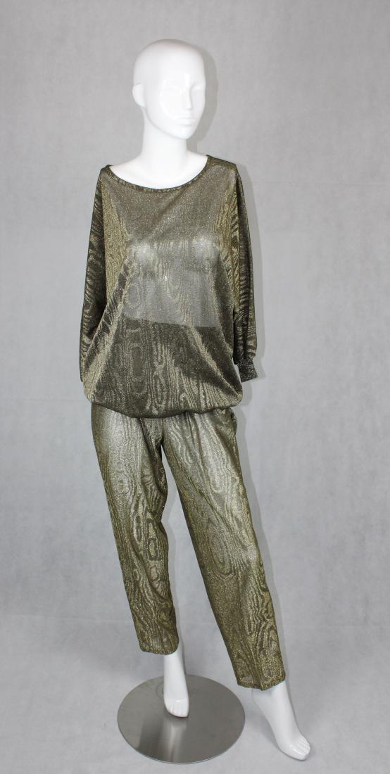 Vintage Clovis Fuffin Boutique Jumper: Jumoer Pants & long Sleeve Shirt, Elastic Waist, Metalic & Polyester Fabric, Size M