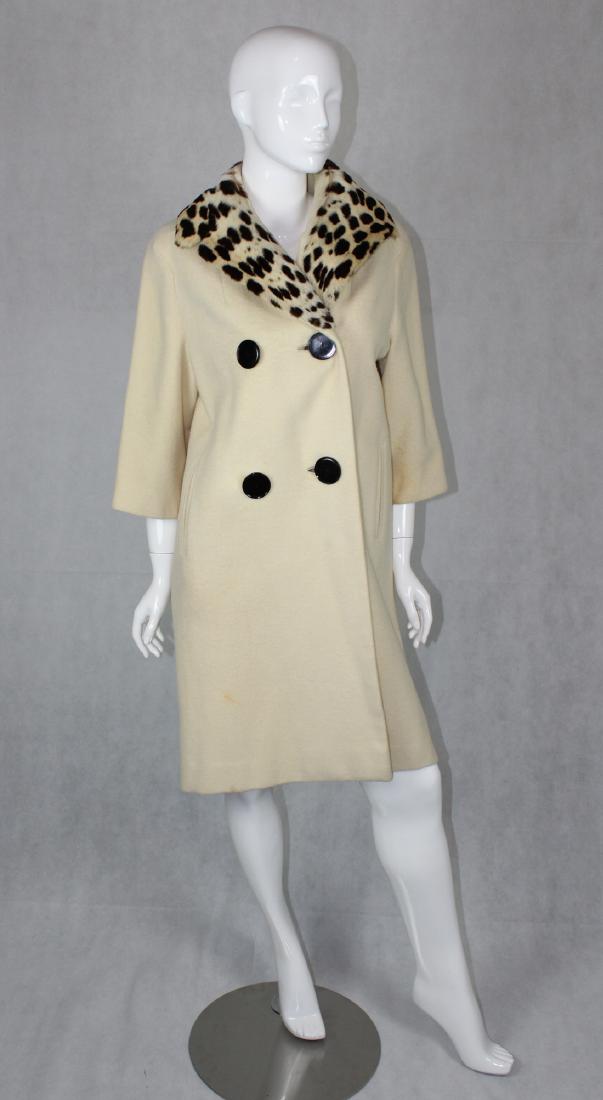 Vintage Stroock Fur Coat Jacket: Cheetah? 2 Button FrontFur Collar, Paris, New York, London, Cream Colored