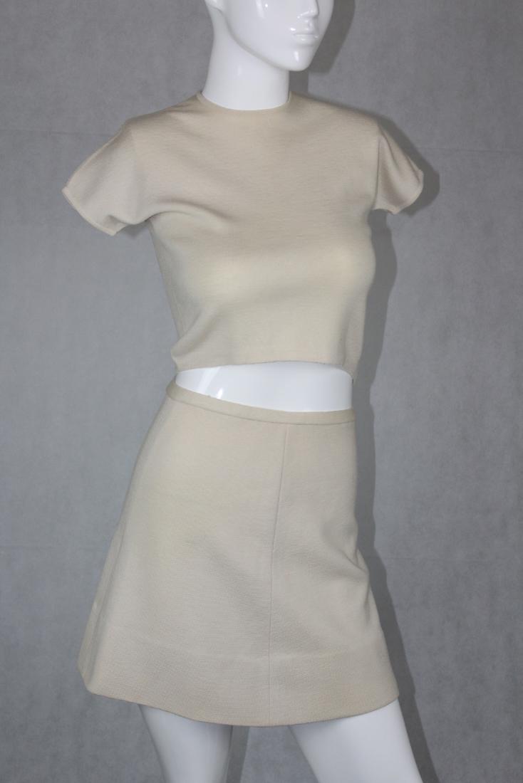 Vintage Italian Jordan Marsh Skirt & Top: Zipper Back, Cream Colored, 100% Wool,