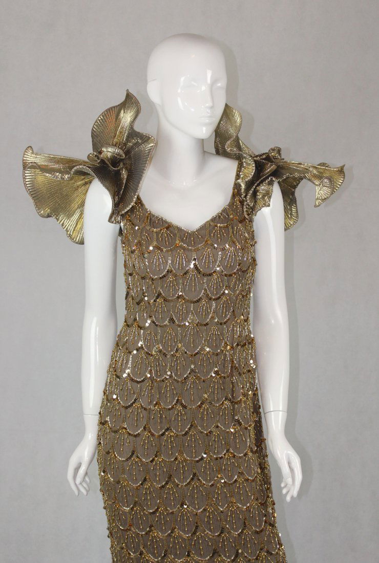 Vintae Black Tie Gold Beaded Dress (1 of 5)