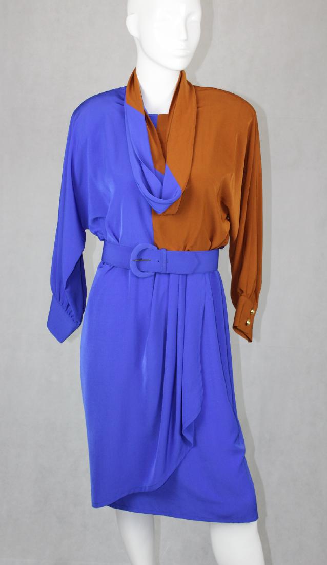 Vintage Don Elliot Dress: w/ Belt & Scarf, Size 8