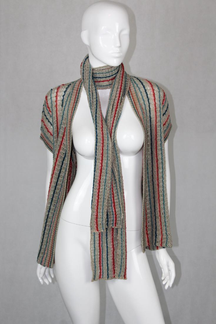 Vintage Francesca of Damon Top: Italian Knit 2-Piece Cardigan Open Top & Scarf, Size 8