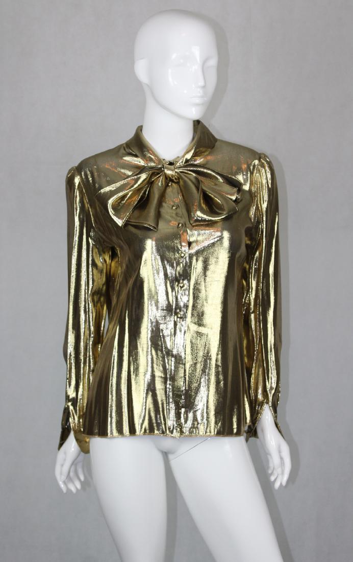 Vintage St John Metallic Gold Blouse (1 of 6)