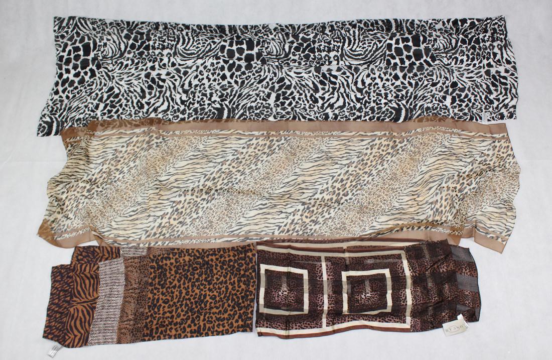 Four Vintage  Animal Print Silk Scarves (1 of 6)