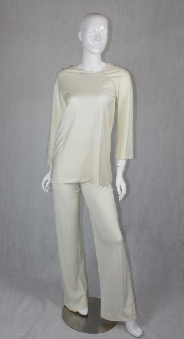 Halston Woman's Pants and Top: Size 10, Cream