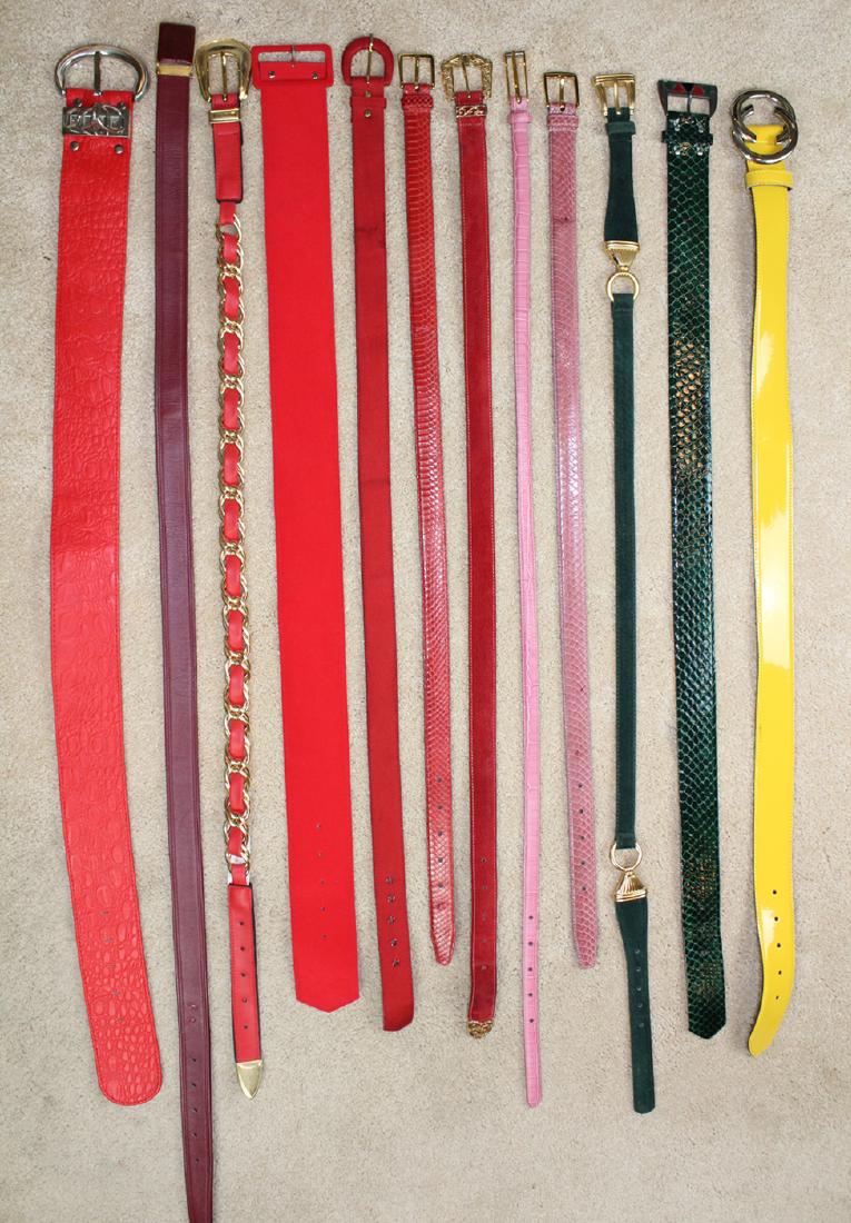 Lot (12) Women's Belts: Various Sizes, CACHE, Dona Katz, Omega