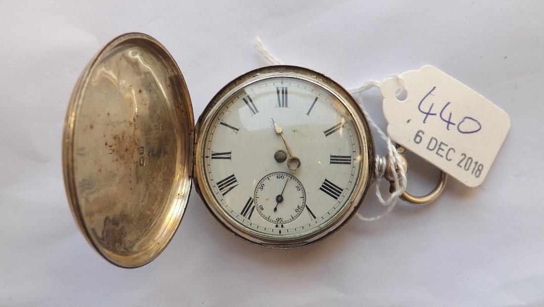 Silver hunter cased pocket watch with seconds dial: Silver hunter cased pocket watch with seconds dial