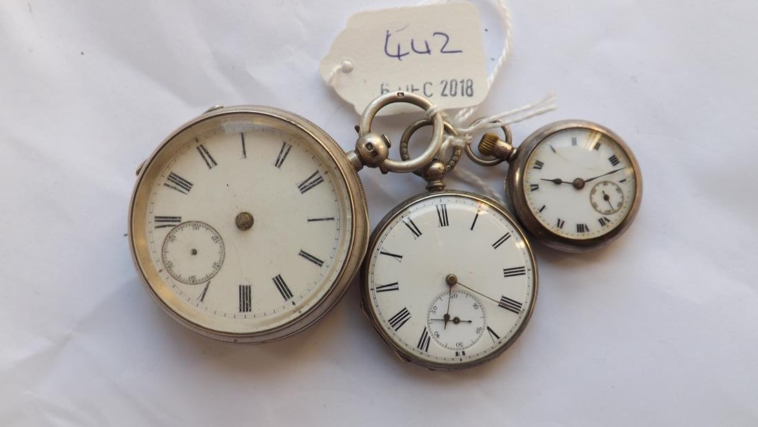 Silver pocket watch and 2 silver fob watches (1 of 2)