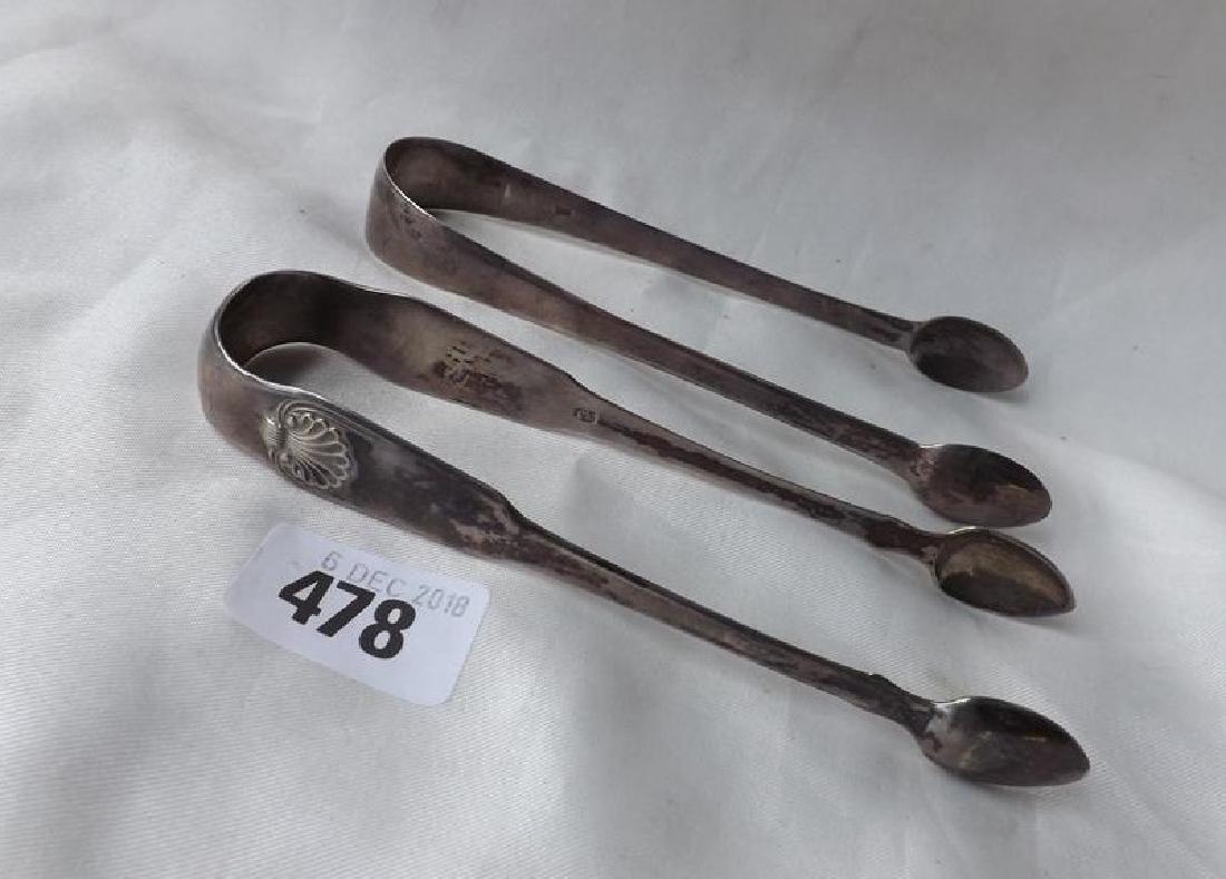 Pair of Geo. fiddle shell pattern sugar tongs Lon 1813 (1 of 1)