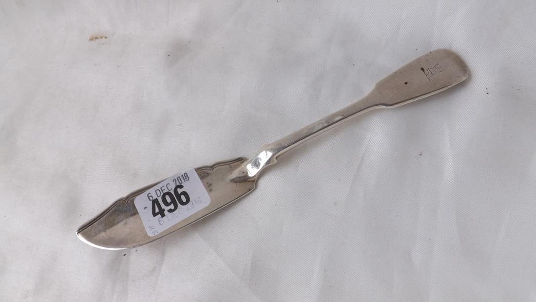 Vic. fiddle pattern butter knife Lon 1831 by GA 50g.: Vic. fiddle pattern butter knife Lon 1831 by GA 50g.