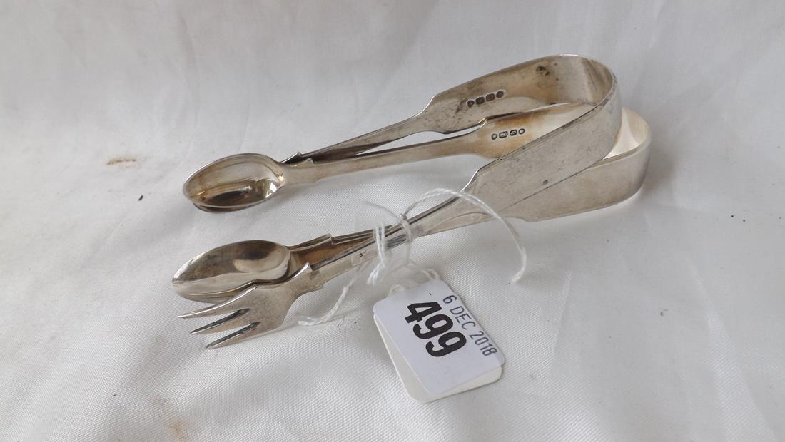Vic. fiddle pattern sugar tongs Lon 1859 by GA also: Vic. fiddle pattern sugar tongs Lon 1859 by GA also another 90g.